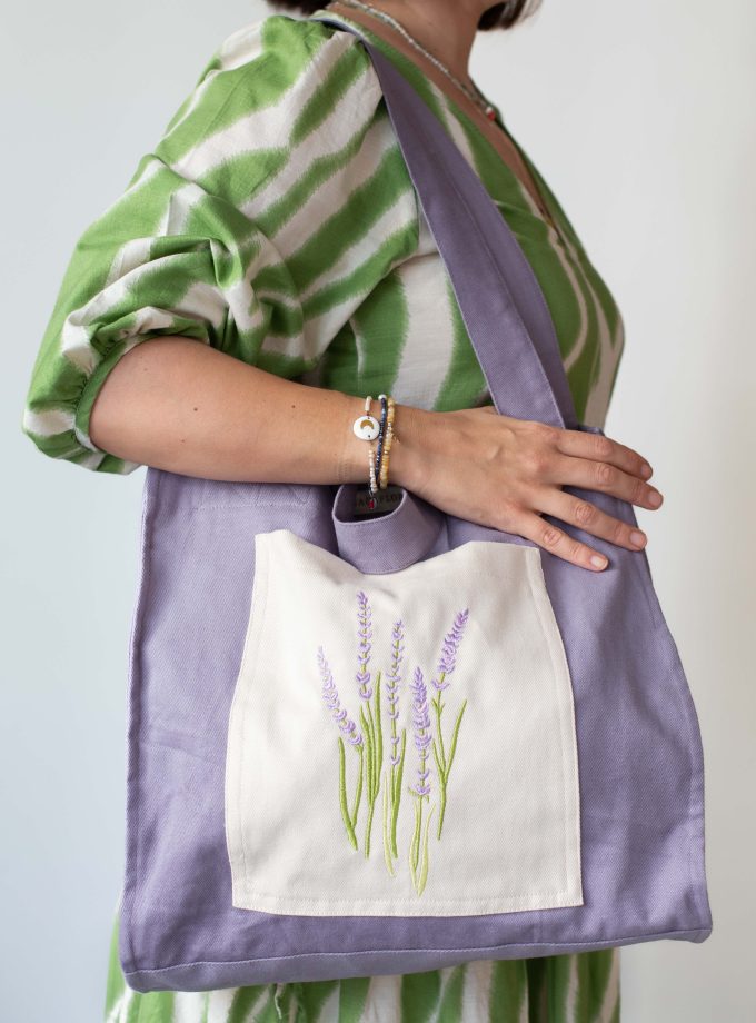 Nakışlı Alışveriş Çantaları- LAVANTA