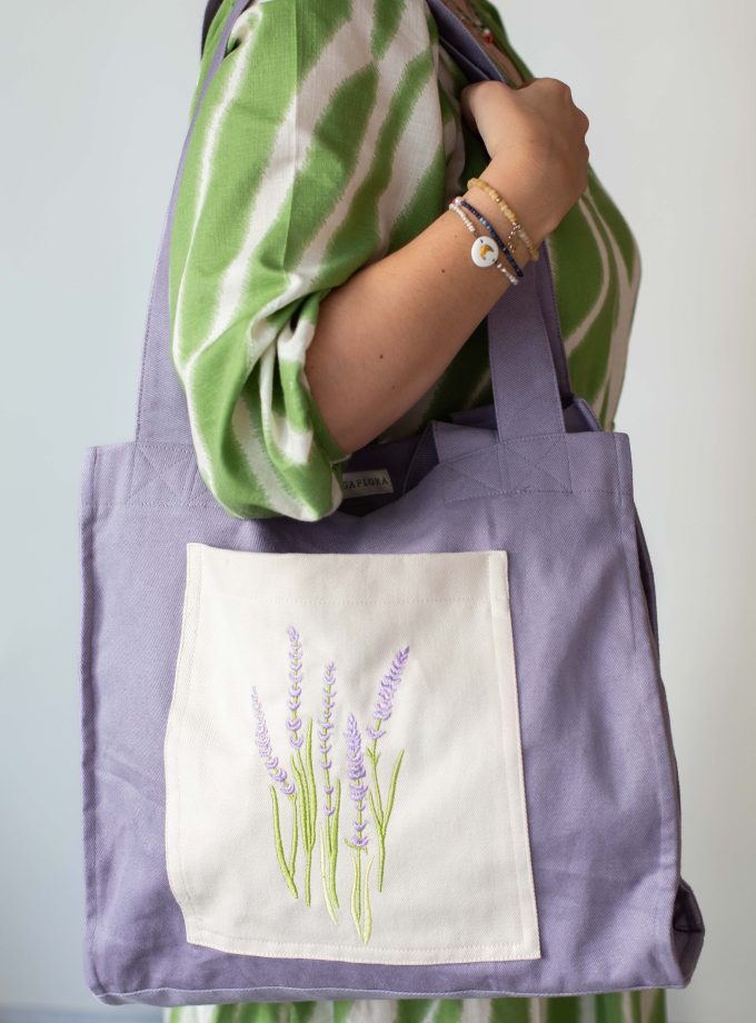Nakışlı Alışveriş Çantaları- LAVANTA