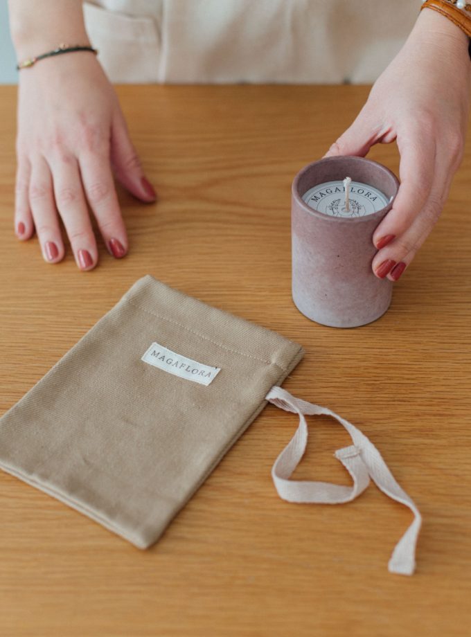 Mor Renkli Beton Bardak Mum - 170 ML