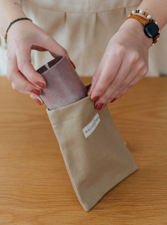 Mor Renkli Beton Bardak Mum - 170 ML