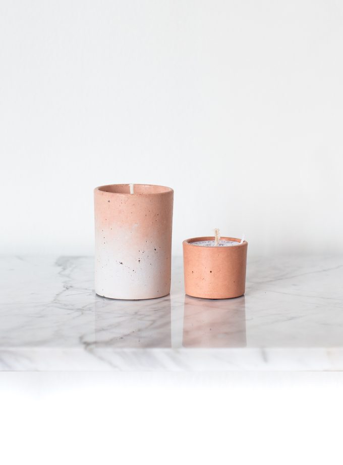 Somon Renkli Beton Bardak Mum - 150 ML