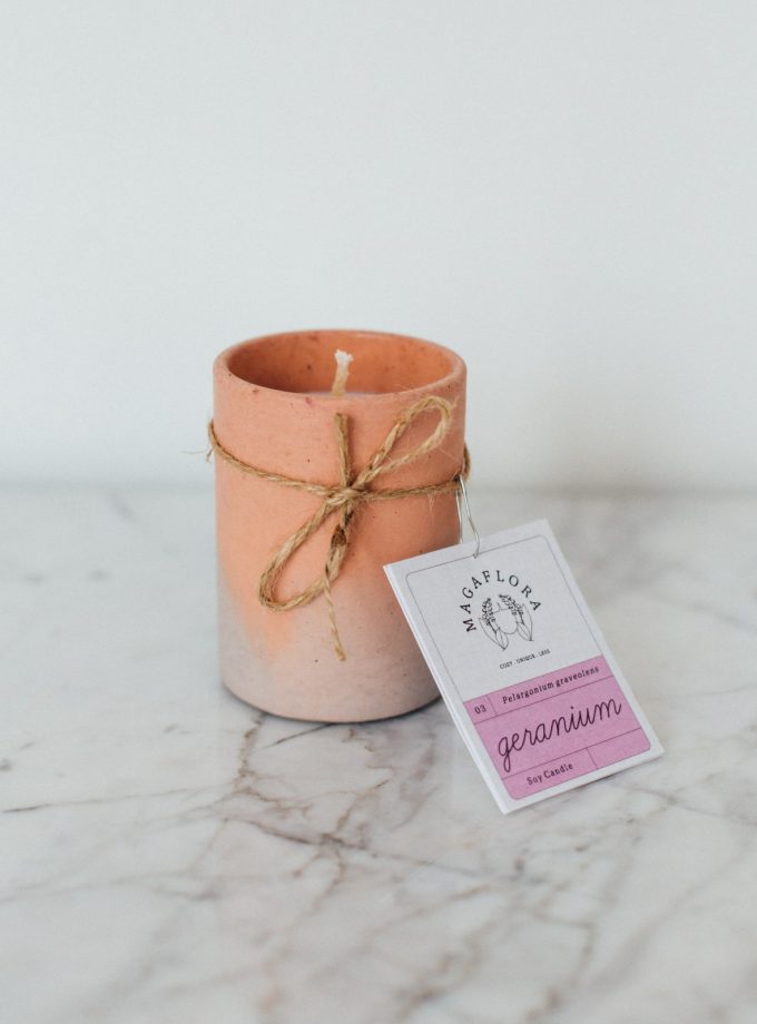 Somon Renkli Beton Bardak Mum - 150 ML