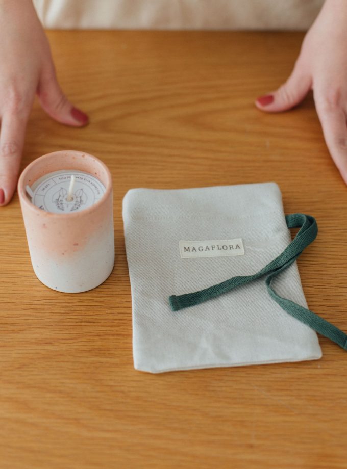 Somon Renkli Beton Bardak Mum - 150 ML