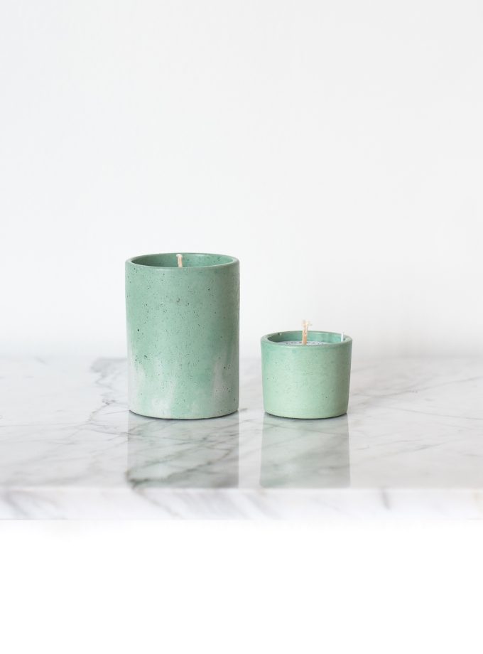 Yeşil Renkli Beton Bardak Mum - 150 ML