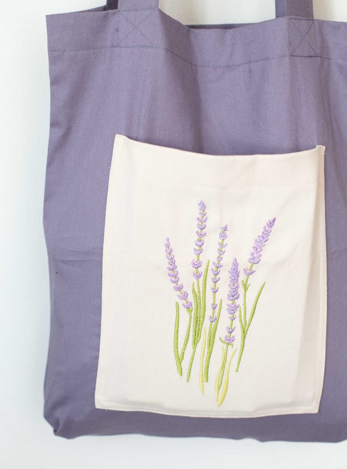 Nakışlı Tek Kollu Alışveriş Çantaları- LAVANTA