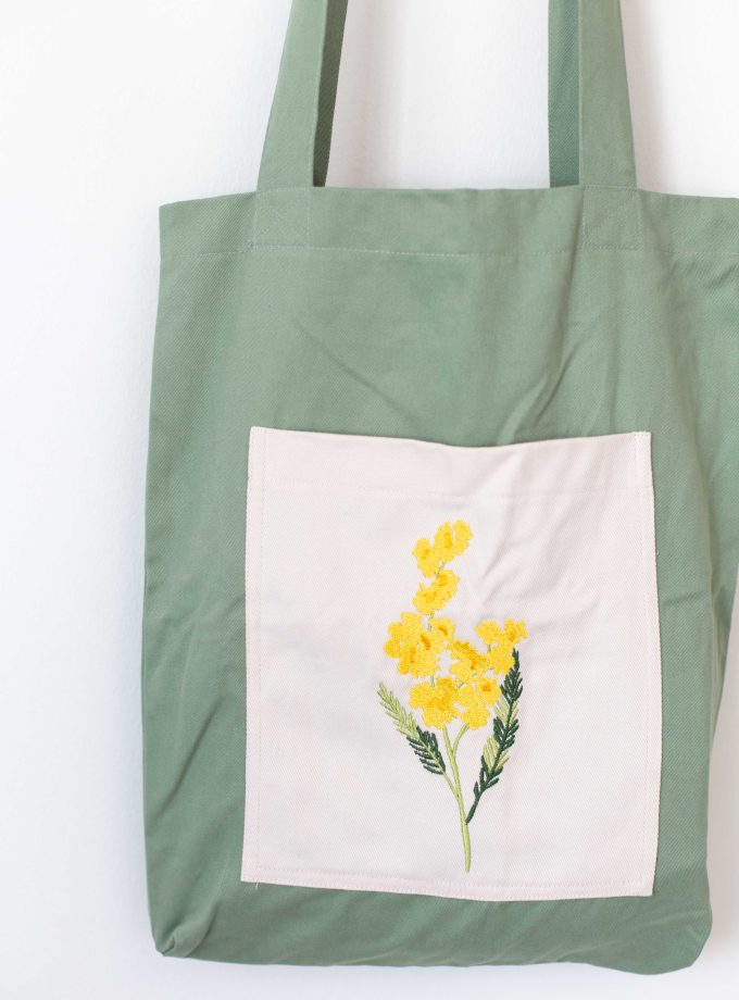 Nakışlı Tek Kollu Alışveriş Çantaları- Mimoza