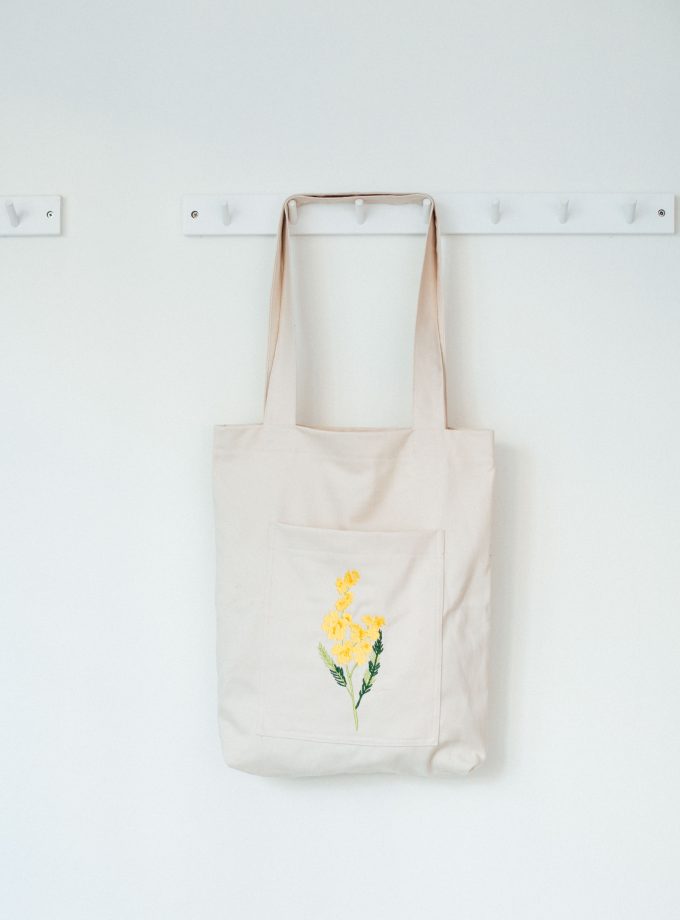 Nakışlı Tek Kollu Alışveriş Çantaları- Mimoza