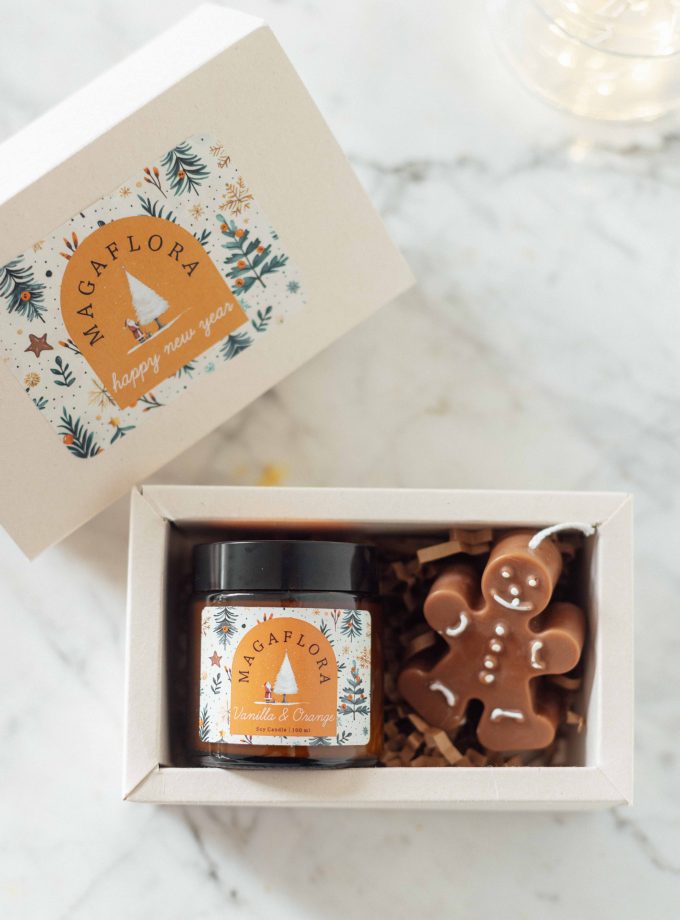 Yeni Yıl Mum ve Zencefilli Kurabiye Adam Hediye kutusu