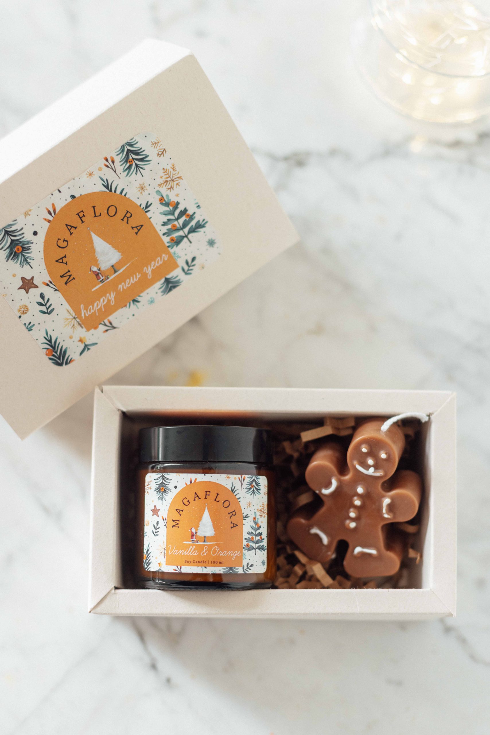 Yeni Yıl Mum ve Zencefilli Kurabiye Adam Hediye kutusu - Görsel 2