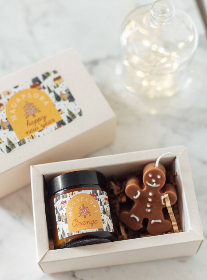 Yeni Yıl Mum ve Zencefilli Kurabiye Adam Hediye kutusu