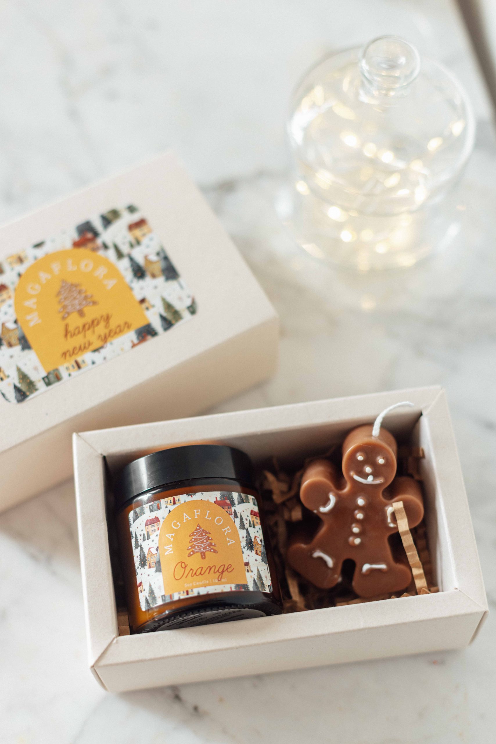 Yeni Yıl Mum ve Zencefilli Kurabiye Adam Hediye kutusu - Görsel 3