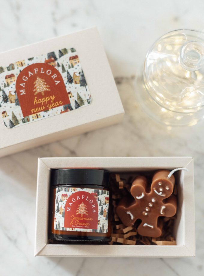 Yeni Yıl Mum ve Zencefilli Kurabiye Adam Hediye kutusu