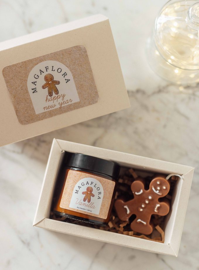 Yeni Yıl Mum  ve Zencefilli Kurabiye Adam Hediye kutusu