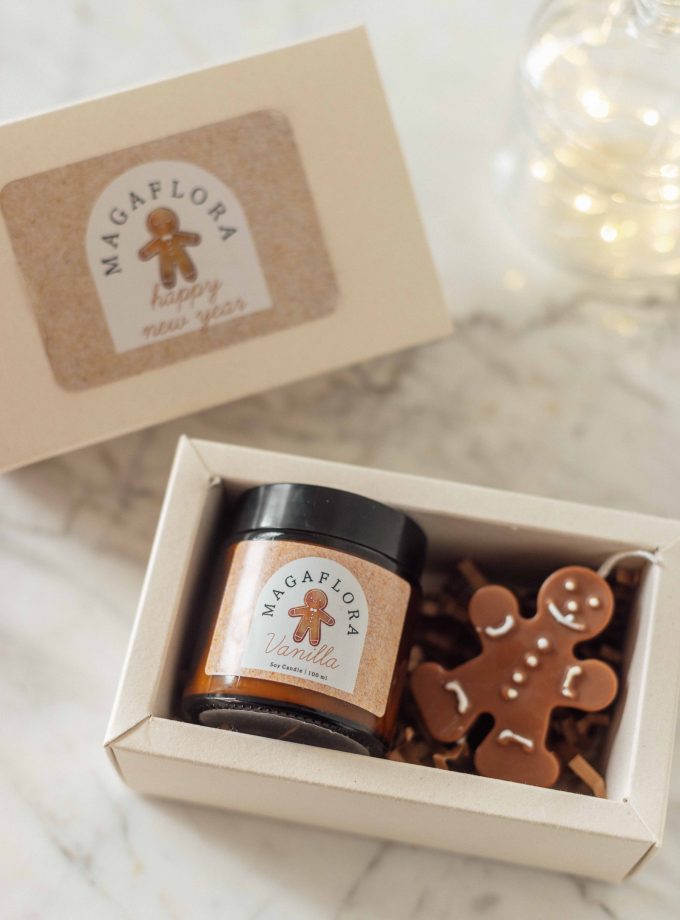 Yeni Yıl Mum ve Zencefilli Kurabiye Adam Hediye kutusu