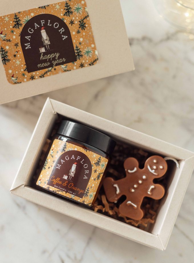 Yeni Yıl Mum ve Zencefilli Kurabiye Adam Hediye kutusu